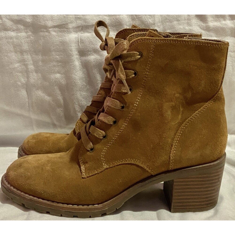Bjorndal Sasha Ankle Boot Block Heel Brown Suede Leather Chunky Heel Women Sz 8